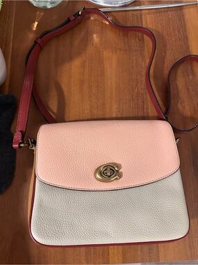 Coach Cassie 19 Colorblock Two-Tone Pink and Cream Leather Crossbody Bag